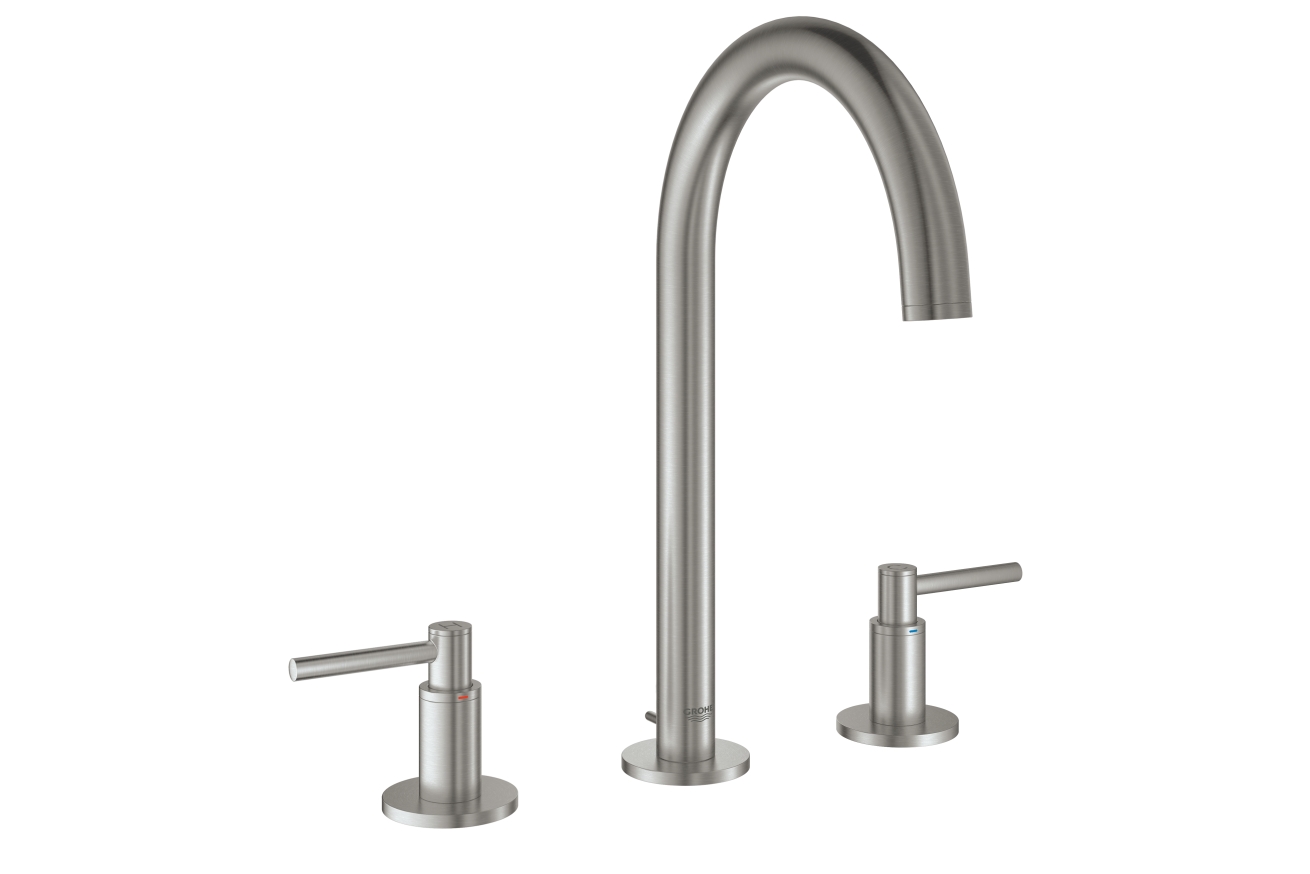 Смеситель для раковины GROHE Atrio двухвентильный на 3 отверстия, суперсталь (20009DC3)