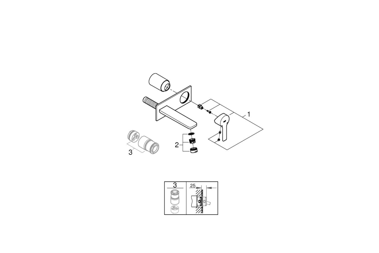 Внешняя часть смесителя для раковины GROHE Lineare, M-Size, хром (19409001)