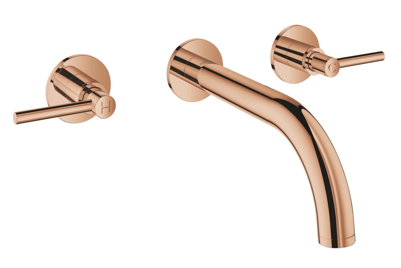 Внешняя часть смесителя для раковины GROHE Atrio настенного монтажа на 3 отверстия, двухвентильный, теплый закат глянец (20169DA3)