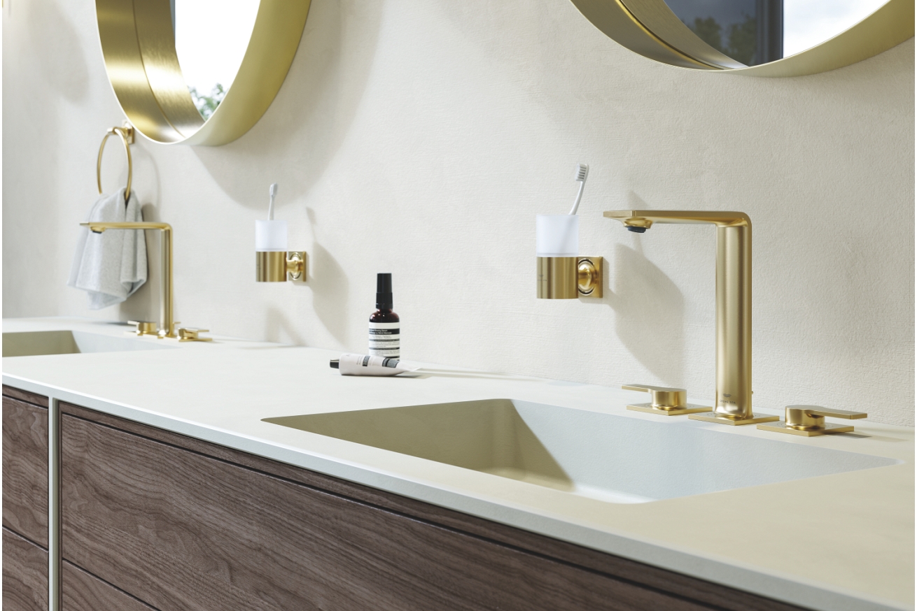 Смеситель для раковины GROHE Allure на 3 отверстия, с донным клапаном, M-Size, холодный рассвет матовый (20188GN1)