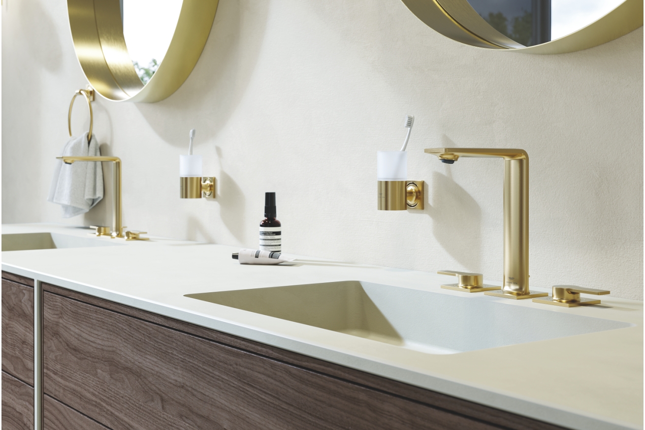 Смеситель для раковины GROHE Allure на 3 отверстия, с донным клапаном, M-Size, холодный рассвет матовый (20188GN1)