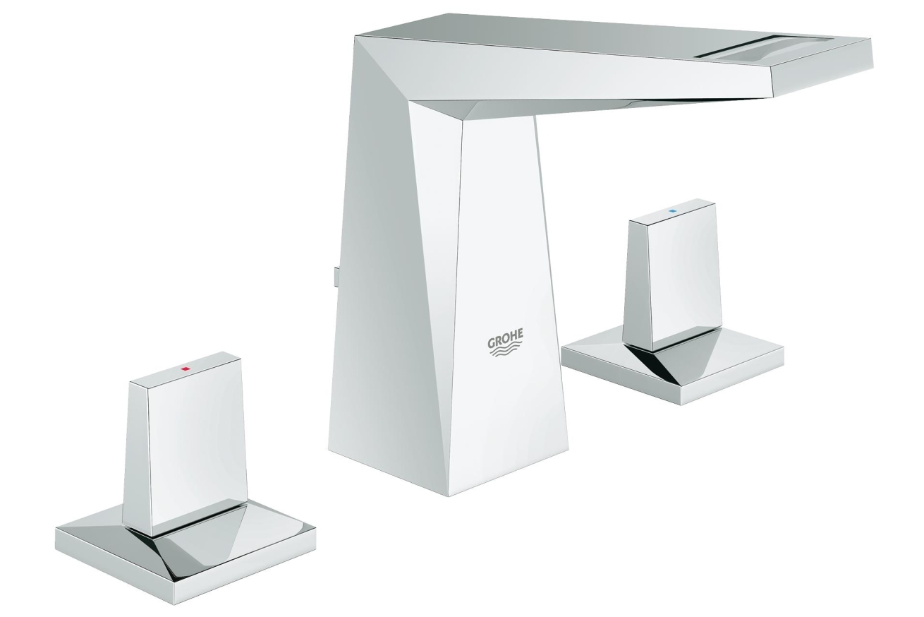 Смеситель для раковины GROHE Allure Brilliant на 3 отверстия, с донным клапаном и низким изливом, хром (20342000)