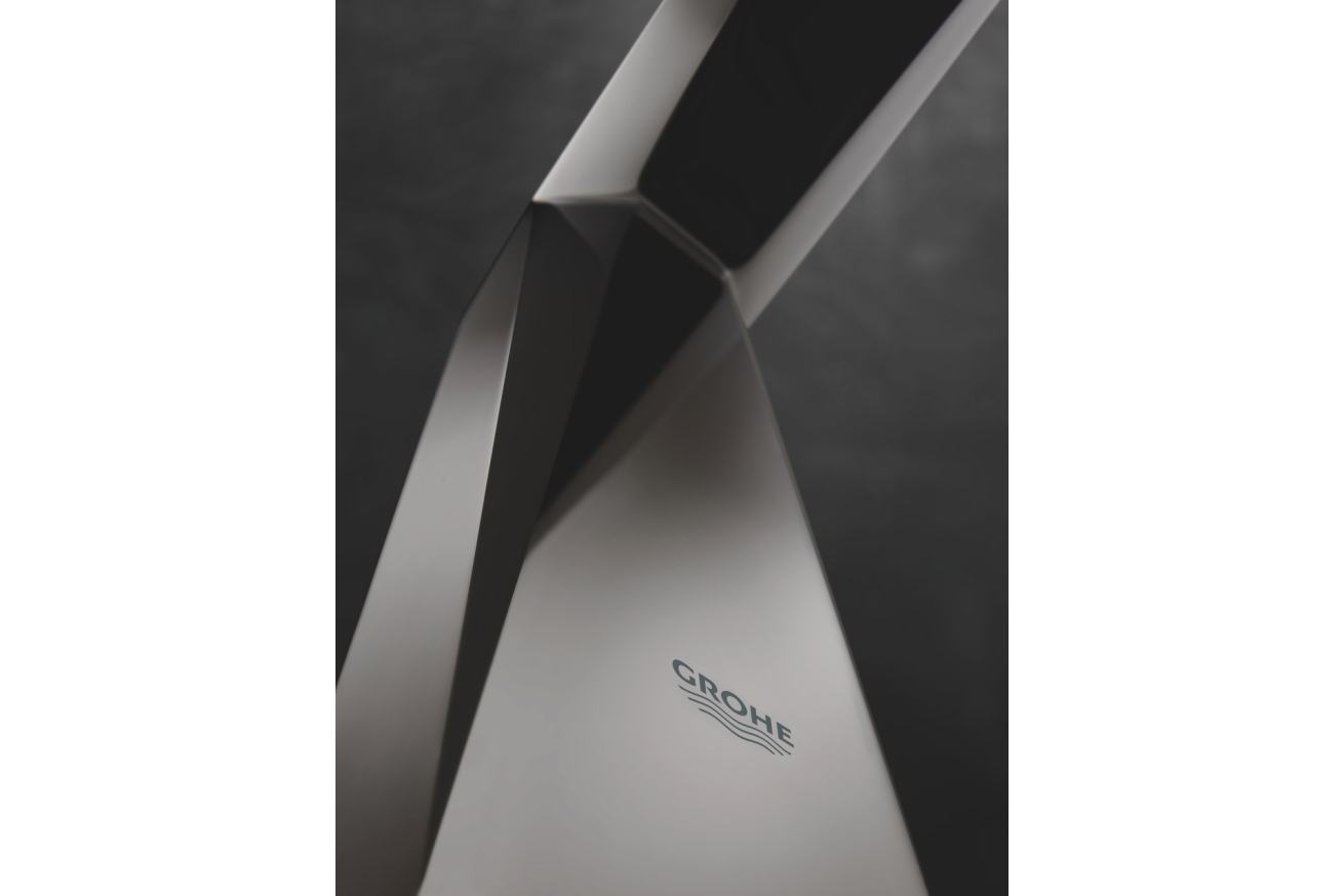 Смеситель для раковины GROHE Allure Brilliant на 3 отверстия, с донным клапаном и высоким изливом, темный графит глянец (20344A00)