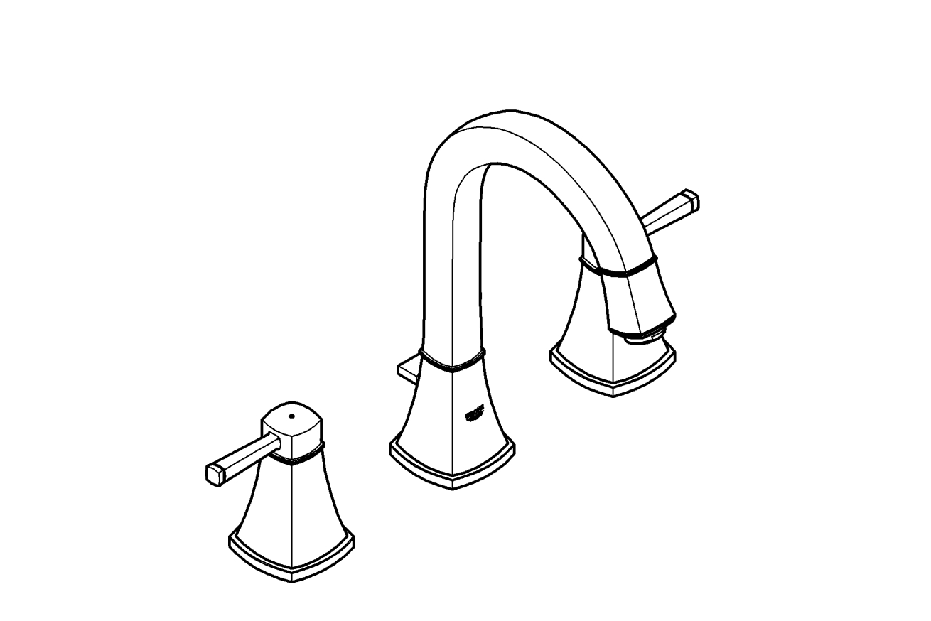 Смеситель для раковины GROHE Grandera двухвентильный на 3 отверстия, с донным клапаном, теплый закат глянец (20389DA0)
