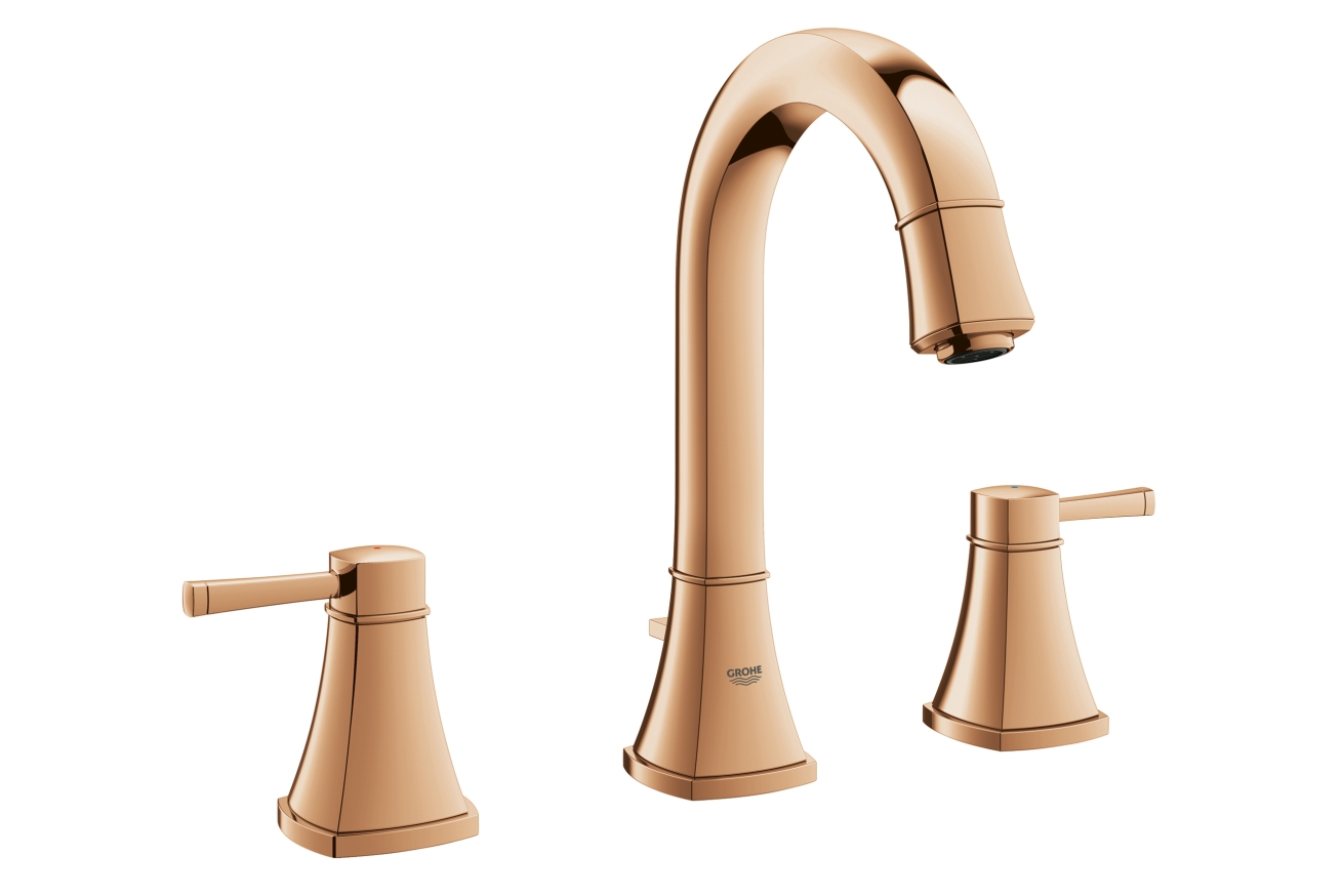 Смеситель для раковины GROHE Grandera двухвентильный на 3 отверстия, с донным клапаном, теплый закат глянец (20389DA0)