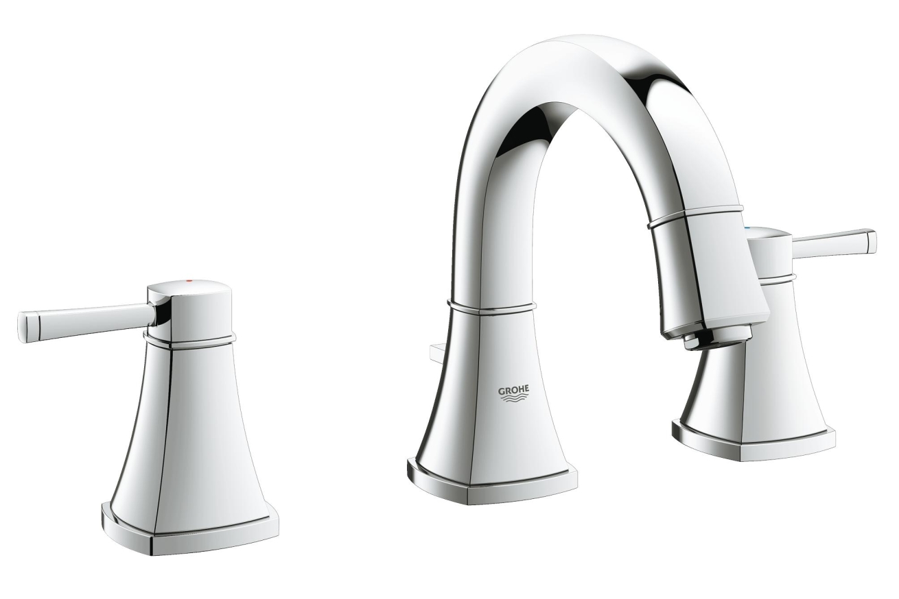 Смеситель для раковины GROHE Grandera на 3 отверстия, с донным клапаном и низким изливом, хром (20417000)