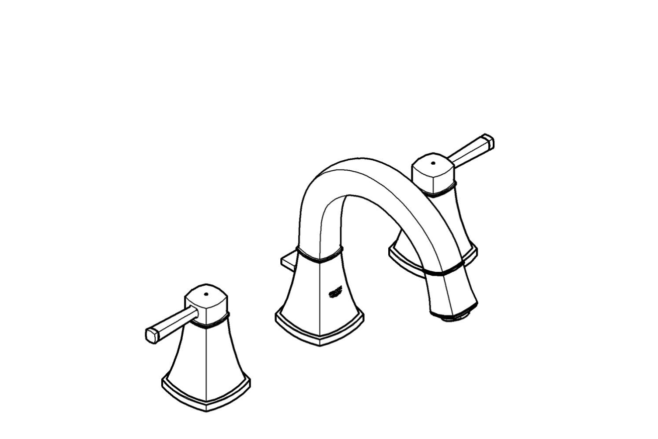 Смеситель для раковины GROHE Grandera на 3 отверстия, с донным клапаном и низким изливом, хром (20417000)