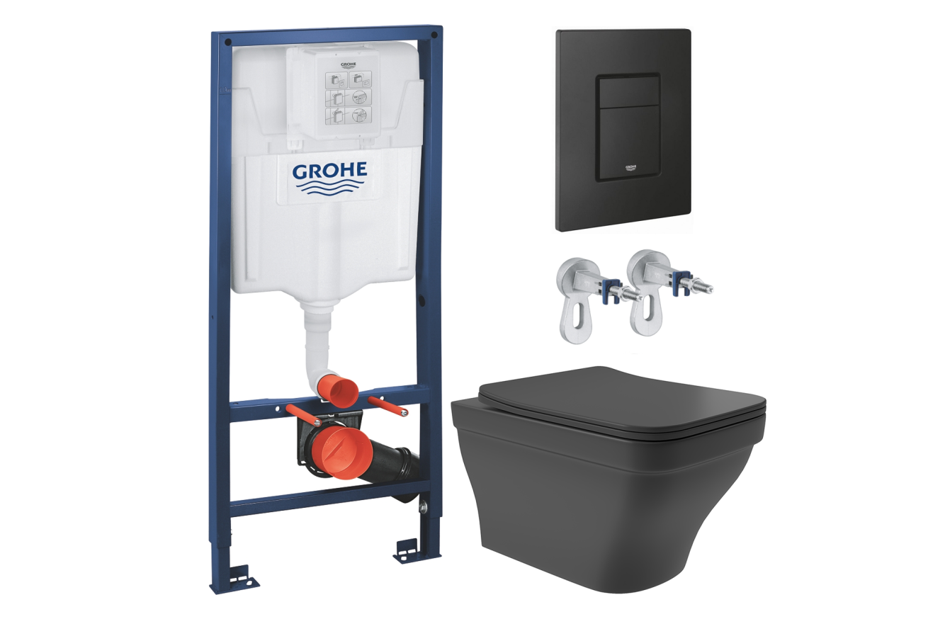 Комплект инсталляции GROHE Solido 38811KF0 с унитазом Aqueduto ESTETA EST0140 и сиденьем с микролифтом (NW0235)