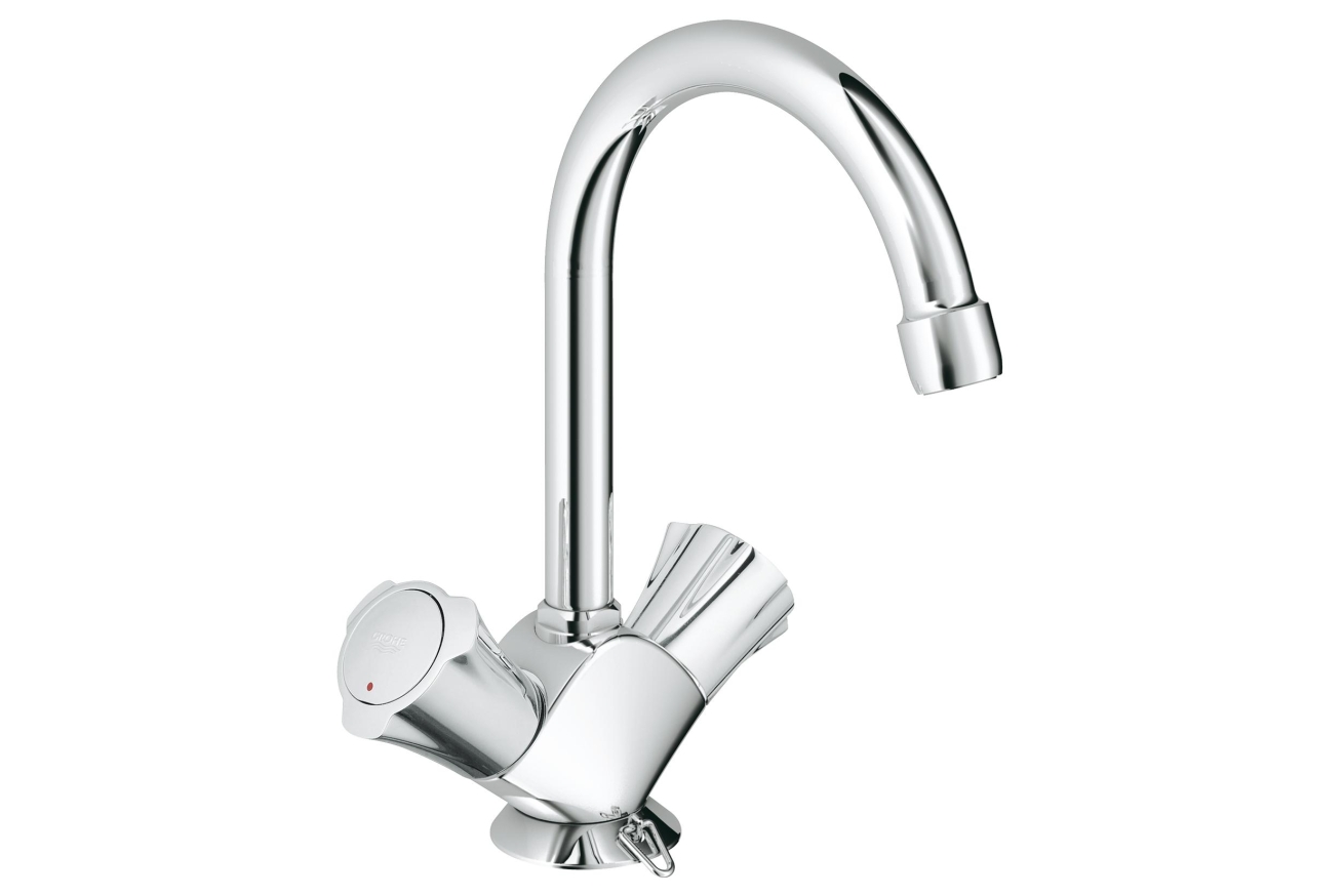 Смеситель для раковины GROHE Costa L с цепочкой и высоким С-изливом, хром (21374001)