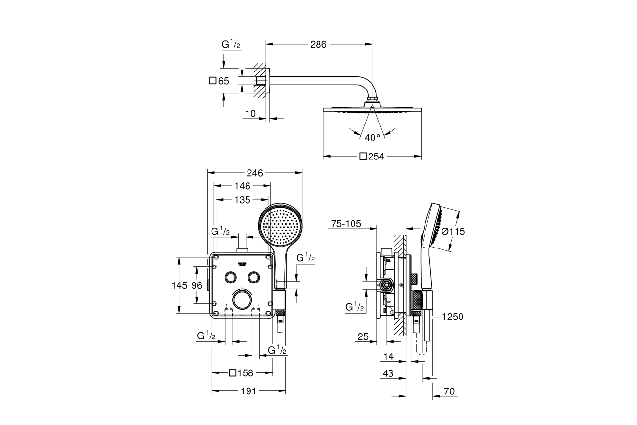 Набор для комплектации душа GROHE Grohtherm SmartControl, хром (34742000)