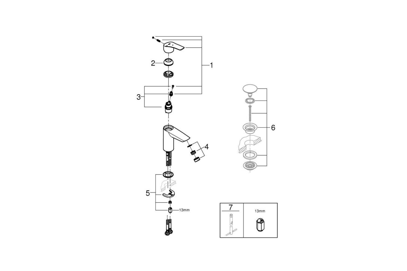 Смеситель для раковины GROHE Eurosmart, S-size, хром (32154003)