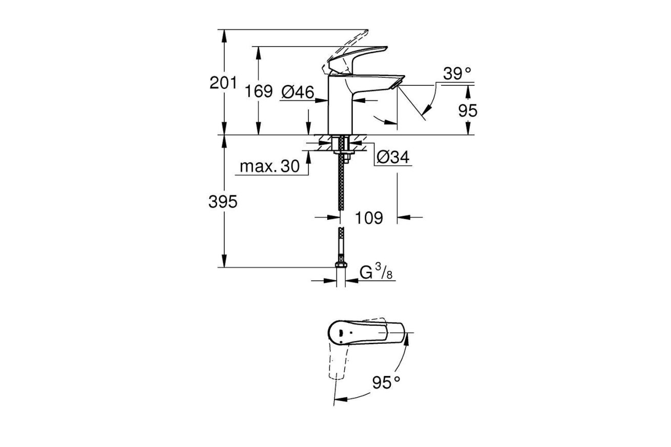 Смеситель для раковины GROHE Eurosmart, S-size, хром (32154003)