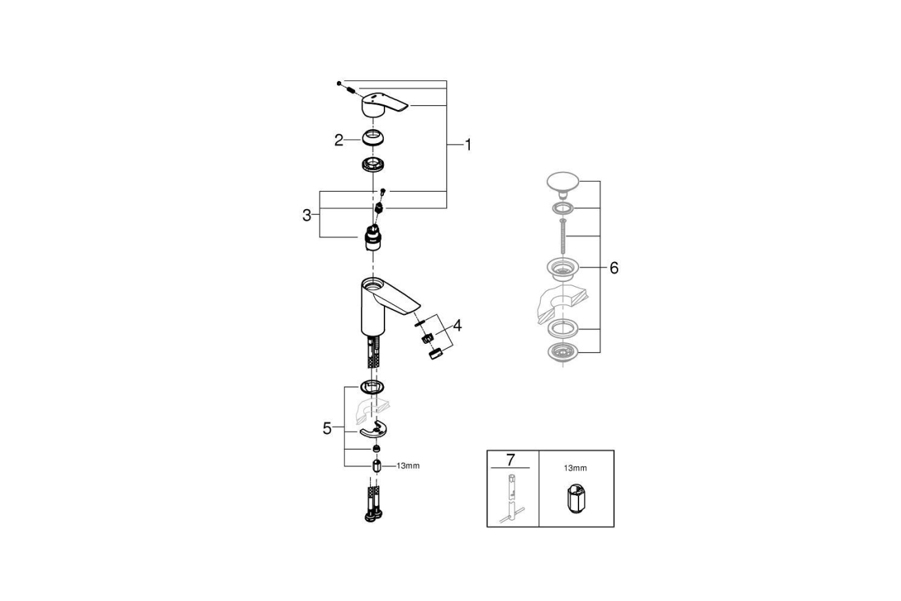 Смеситель для раковины GROHE Eurosmart, S-Size, хром (32467003)