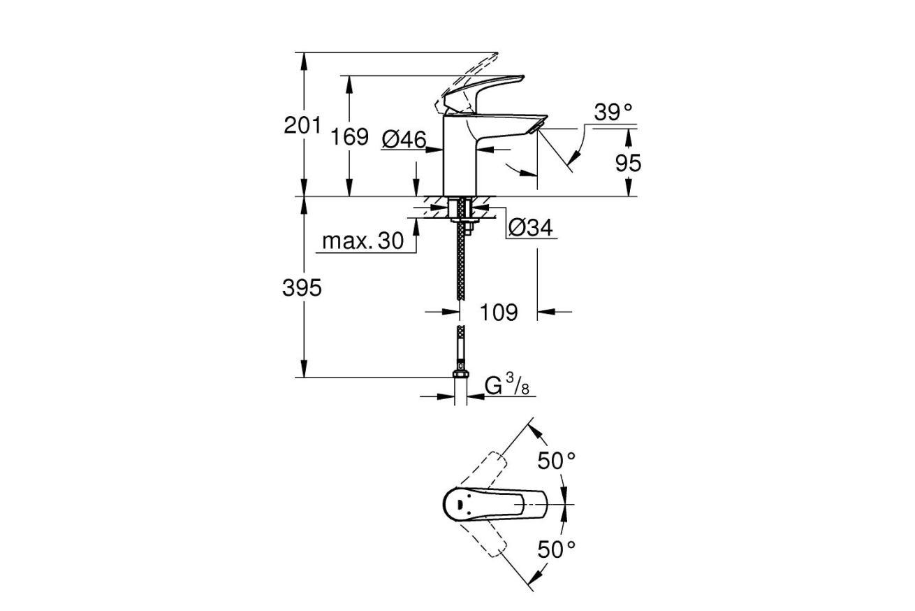Смеситель для раковины GROHE Eurosmart, S-Size, хром (32467003)