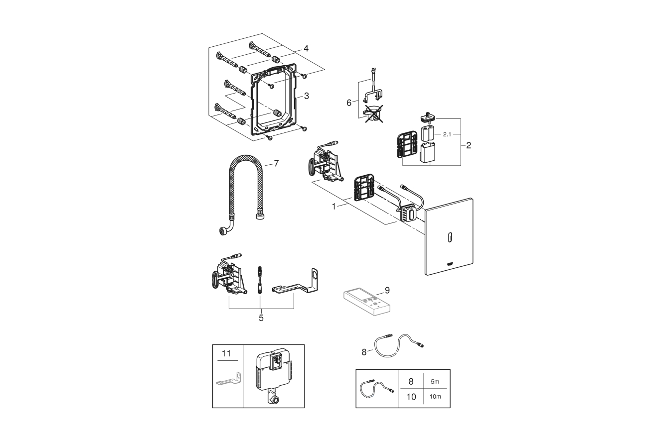 Панель смыва для унитаза GROHE Tectron Bau E инфракрасная, питание от батареи 6V, фантомный черный (39882KF0)