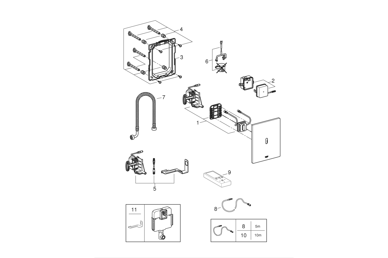 Панель смыва для унитаза GROHE Tectron Bau E инфракрасная, питание от сети 230V, хром (39881000)