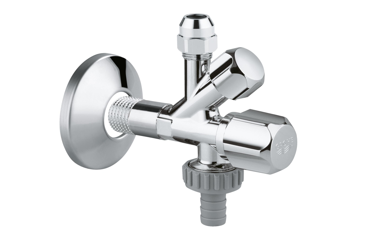 Вентиль угловой GROHE комбинированный 1/2″-3/8″ для подключения смесителей, хром (22035000)