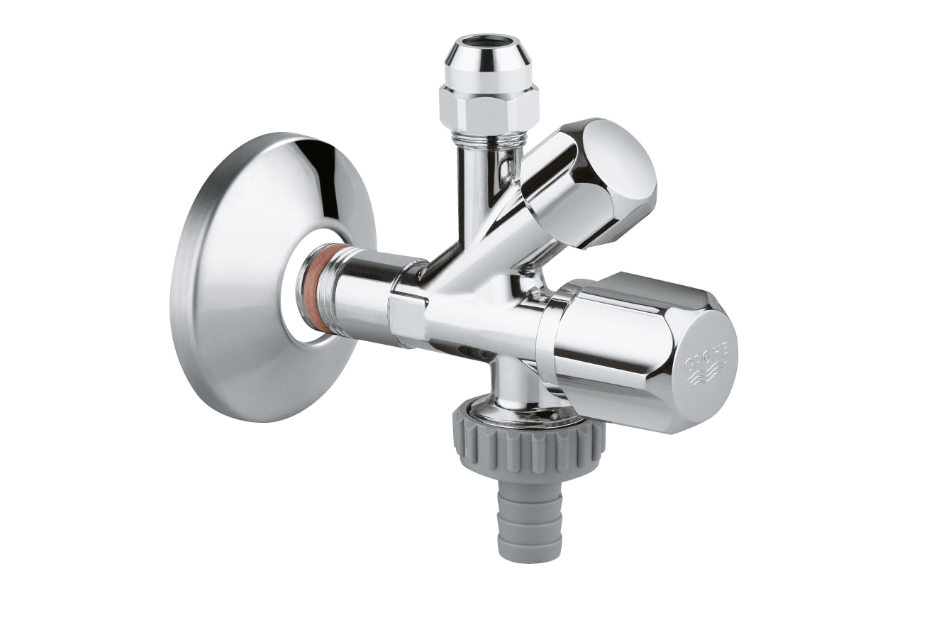 Вентиль угловой GROHE комбинированный 1/2″-3/8″ для подключения смесителей, хром (22036000)