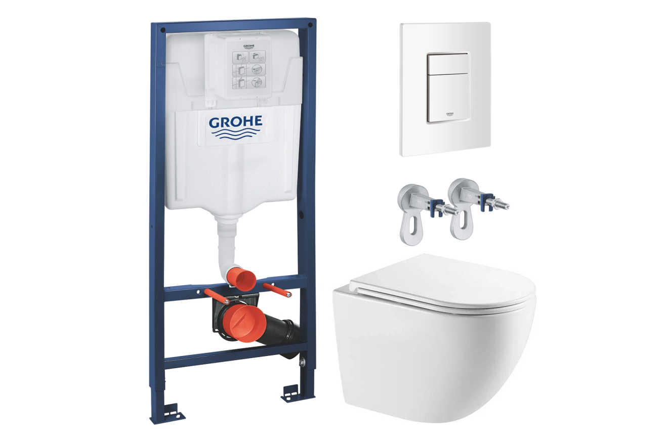 Комплект инсталляции GROHE Rapid SL 38772SH0 с унитазом AQUAme AQM2002L и сиденьем с микролифтом, смыв Quiet (NW0283)