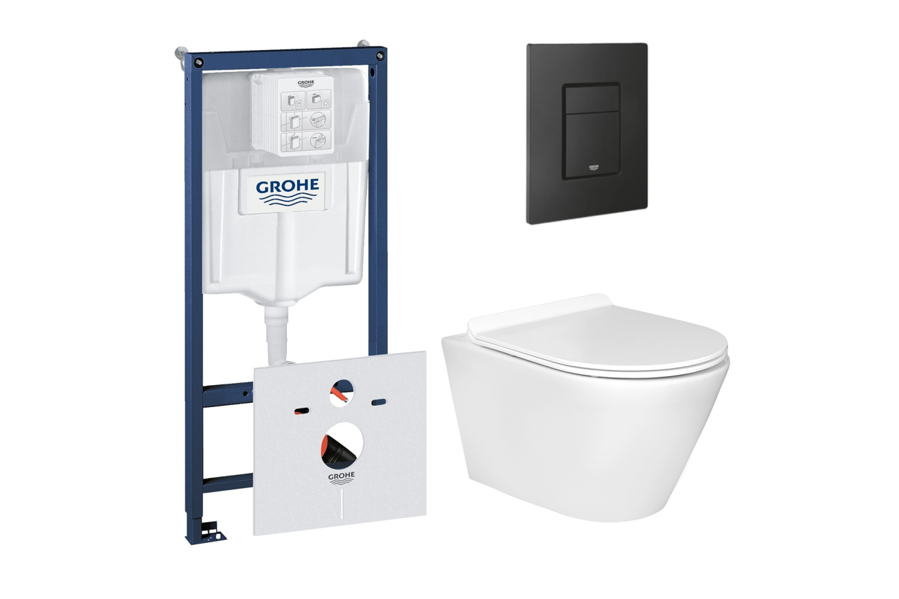 Комплект инсталляции GROHE 38811KF0 с унитазом Aquatek АЛЬФА и сиденьем с микролифтом (NW0193)