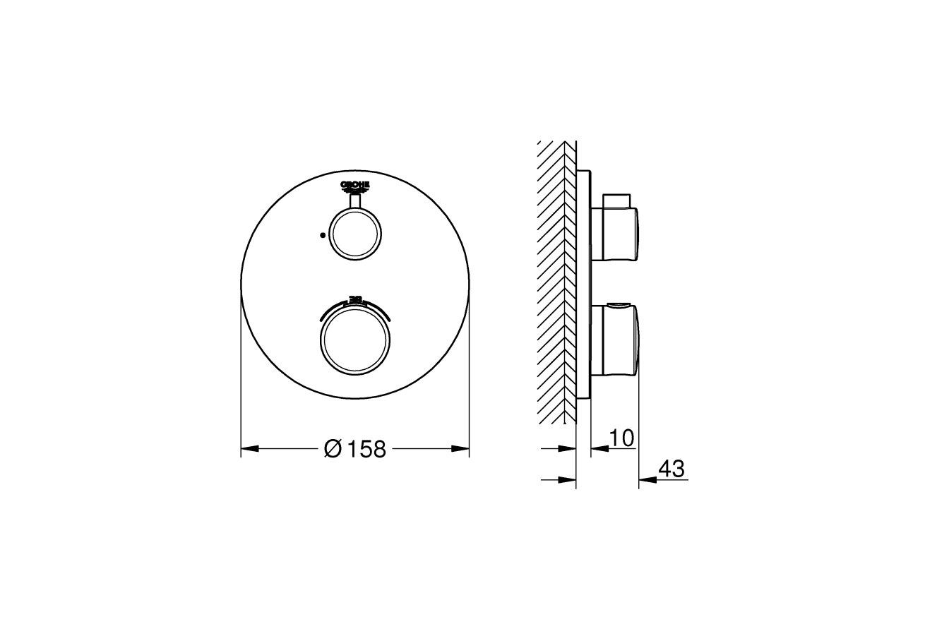 Внешняя часть термостата для душа GROHE Grohtherm, хром (24075000)
