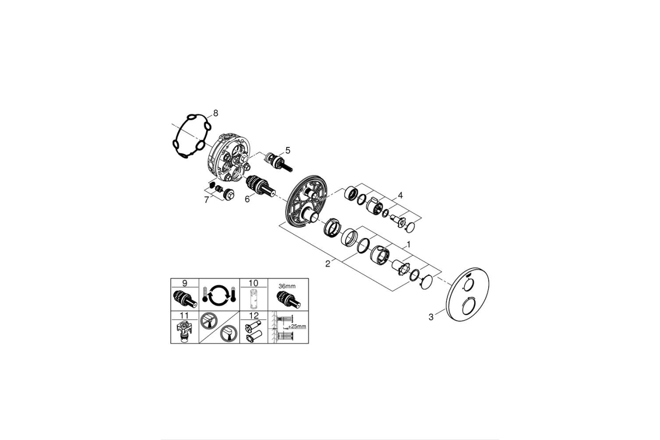Внешняя часть термостата для душа GROHE Grohtherm, хром (24075000)