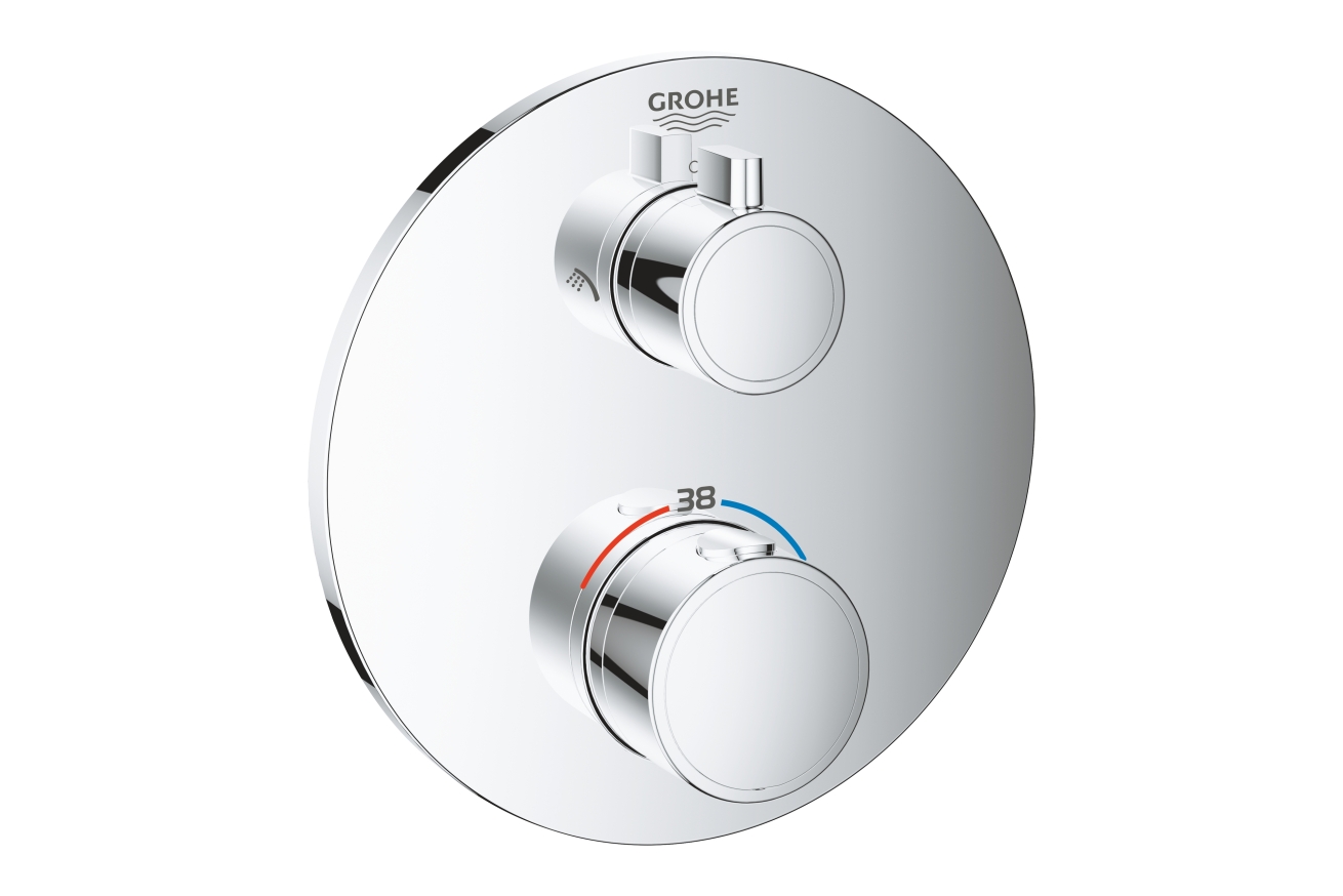 Внешняя часть термостата для душа GROHE Grohtherm на 2 потребителя, круглая, хром (24076000)
