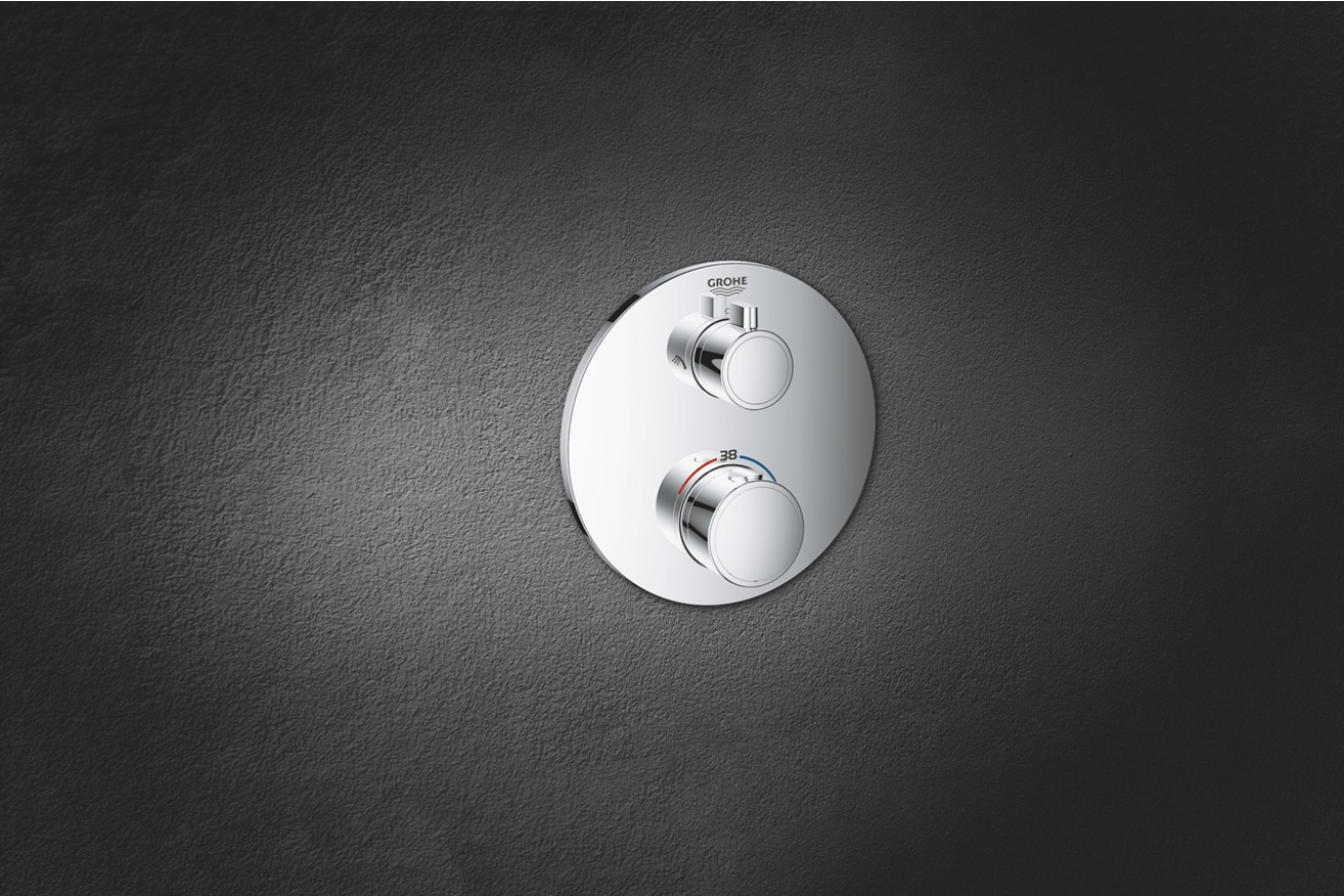 Внешняя часть термостата для душа GROHE Grohtherm на 2 потребителя, круглая, хром (24076000)