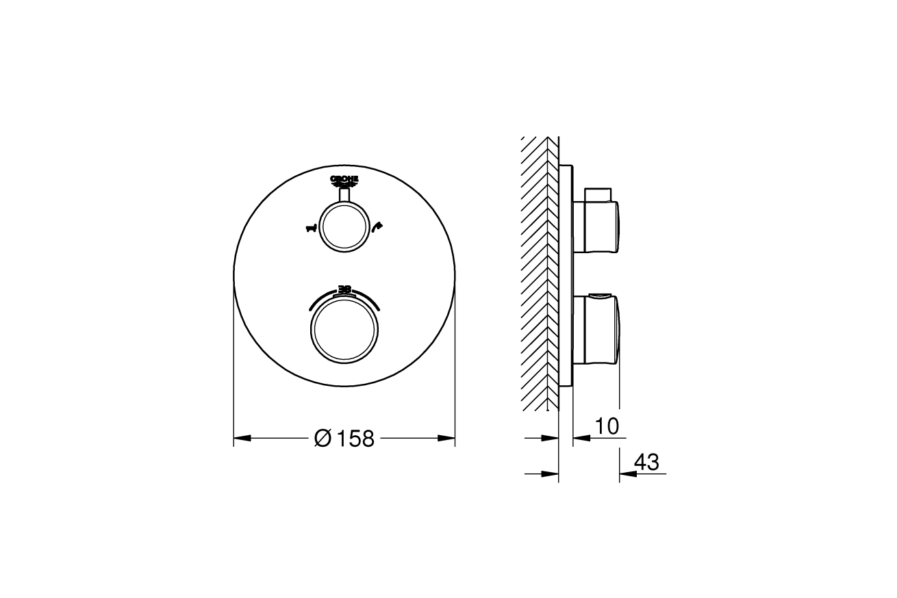 Внешняя часть термостата для ванны GROHE Grohtherm на 2 потребителя, хром (24077000)
