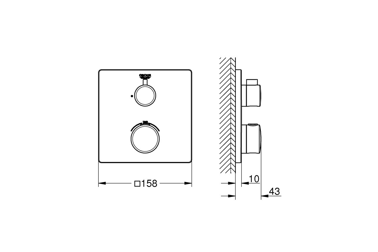Внешняя часть термостата для душа GROHE Grohtherm, хром (24078000)