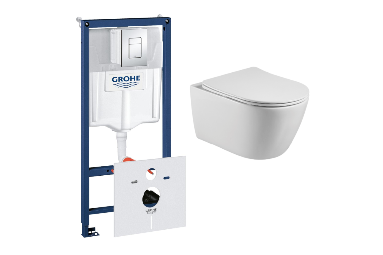 Комплект инсталляции GROHE 38775001 с унитазом Aquatek БЕТТА и сиденьем с микролифтом (NW0186)
