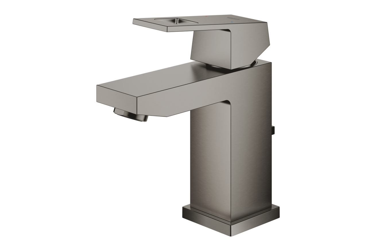Смеситель для раковины GROHE Eurocube с донным клапаном, темный графит матовый (23127AL0)