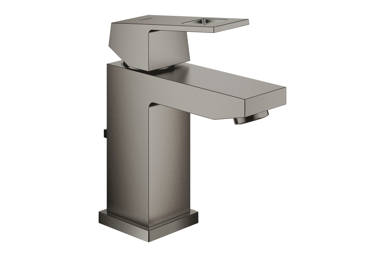 Смеситель для раковины GROHE Eurocube с донным клапаном, темный графит матовый (23127AL0)