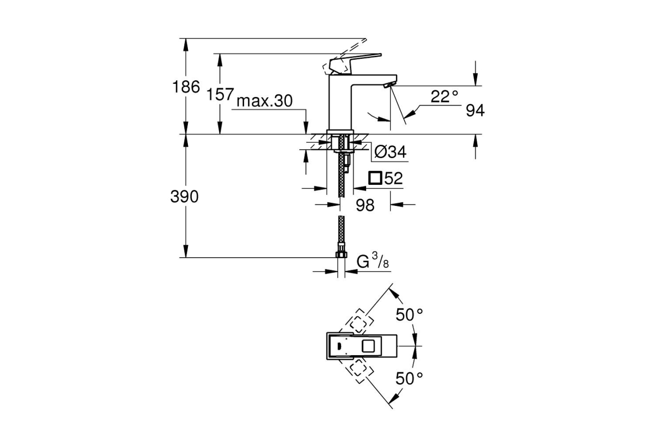 Смеситель для раковины GROHE Eurocube, хром (23132000)