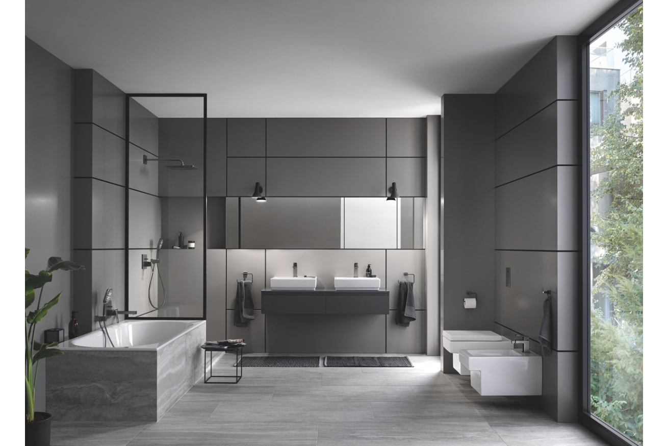 Смеситель для биде GROHE Eurocube с донным клапаном, темный графит матовый (23138AL0)