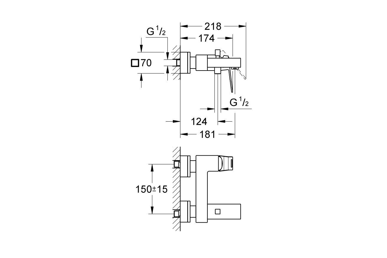 Смеситель для ванны GROHE Eurocube, темный графит матовый (23140AL0)