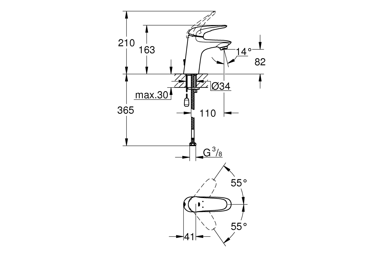 Смеситель для раковины GROHE Eurostyle, S-size, хром (23713003)