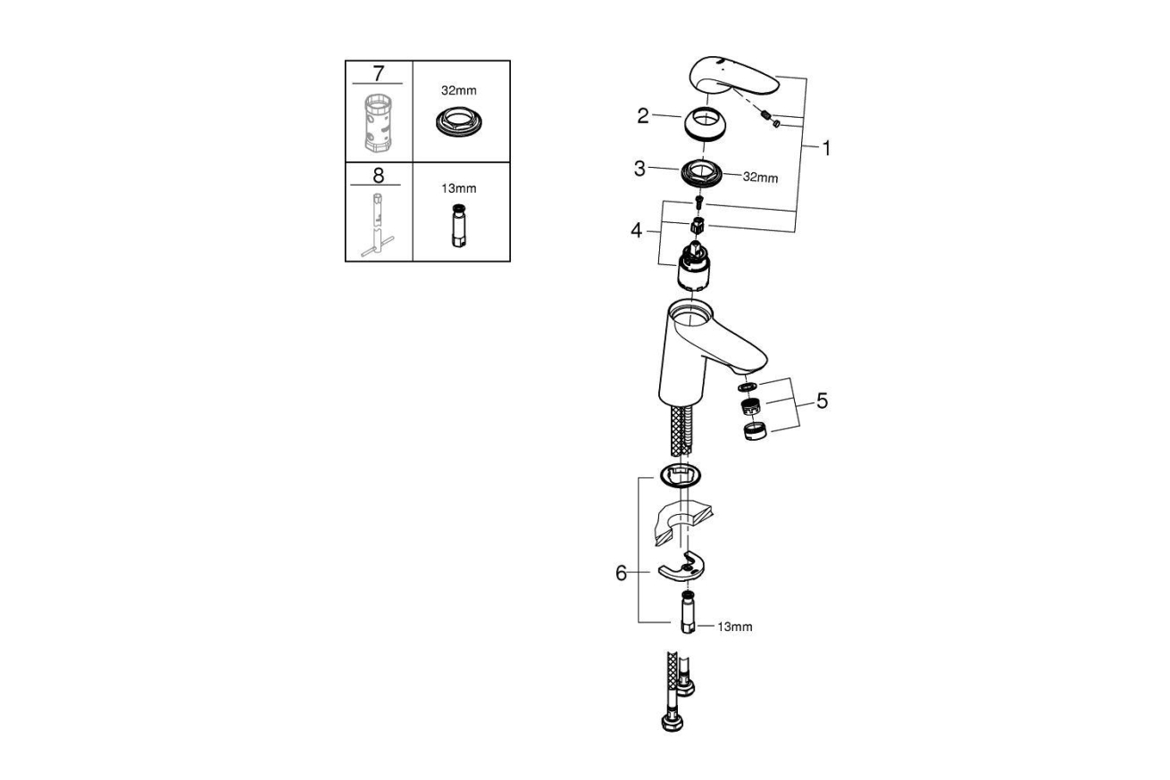 Смеситель для раковины GROHE Eurostyle, S-size, хром (23715003)