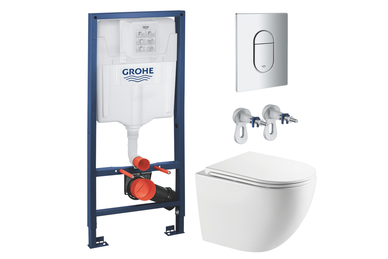 Комплект инсталляции GROHE Rapid SL NW0145/S с унитазом AQUAme AQM2014PRO и сиденьем с микролифтом, смыв Invisible (NW0281)