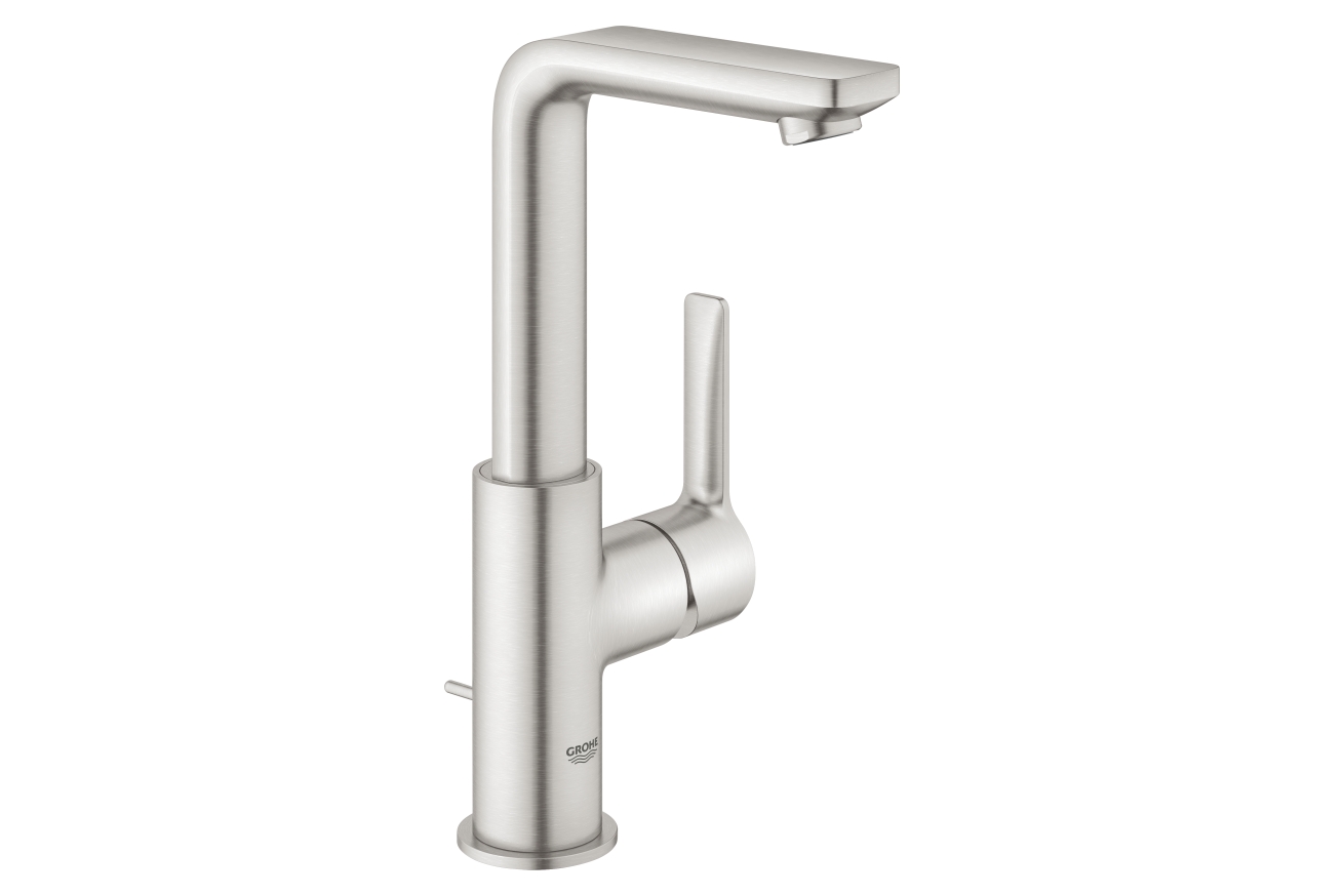 Смеситель для раковины GROHE Lineare с донным клапаном, L-Size, суперсталь (23296DC1)