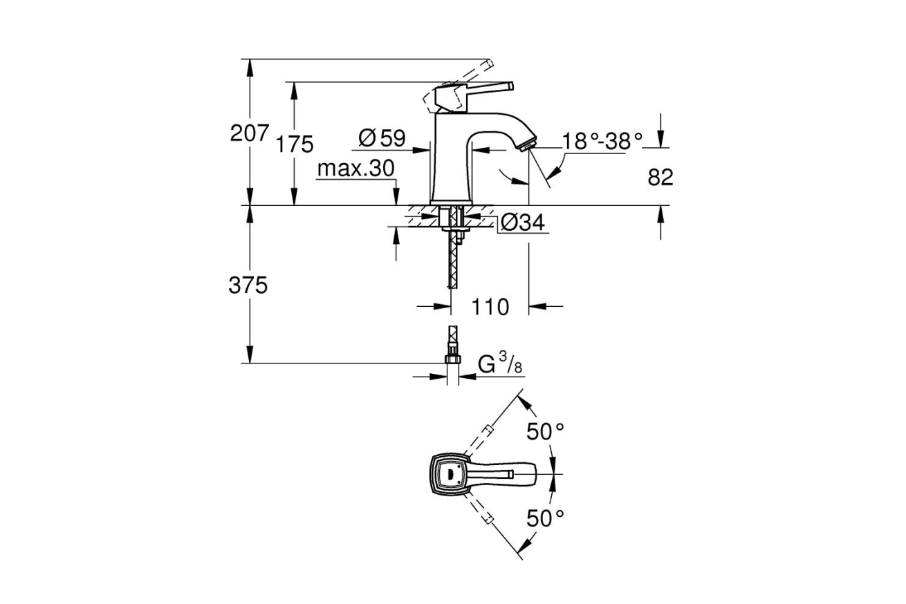 Смеситель для раковины GROHE Grandera, хром (23310000)