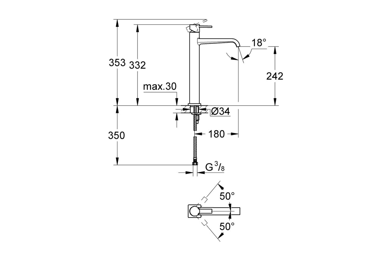 Смеситель для раковины GROHE Allure, XL-Size, хром (23403000)