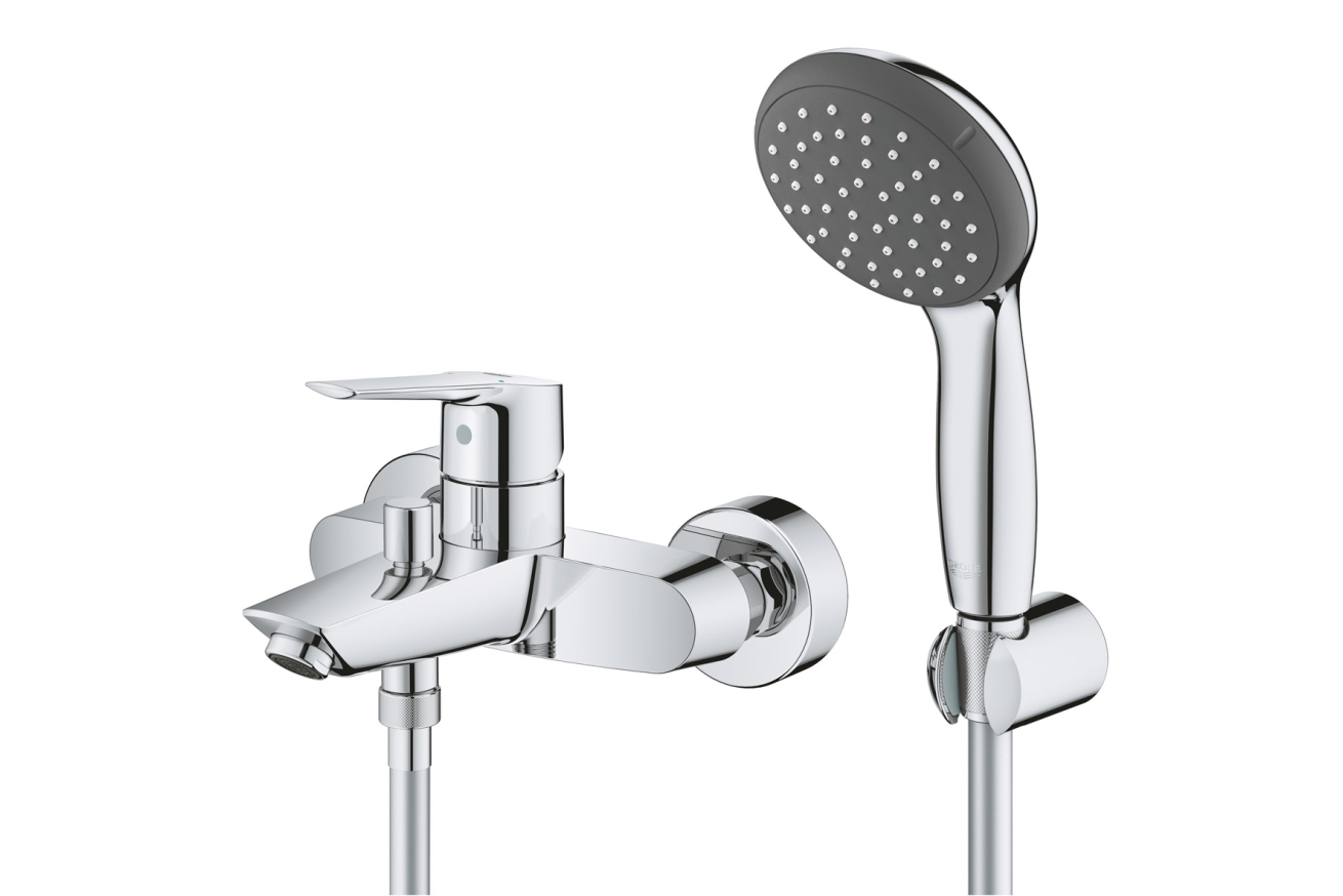 Смеситель для ванны GROHE Start QuickFix, с душевым гарнитуром, хром (23413002)