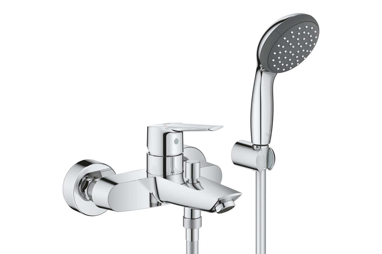 Смеситель для ванны GROHE Start QuickFix, с душевым гарнитуром, хром (23413002)