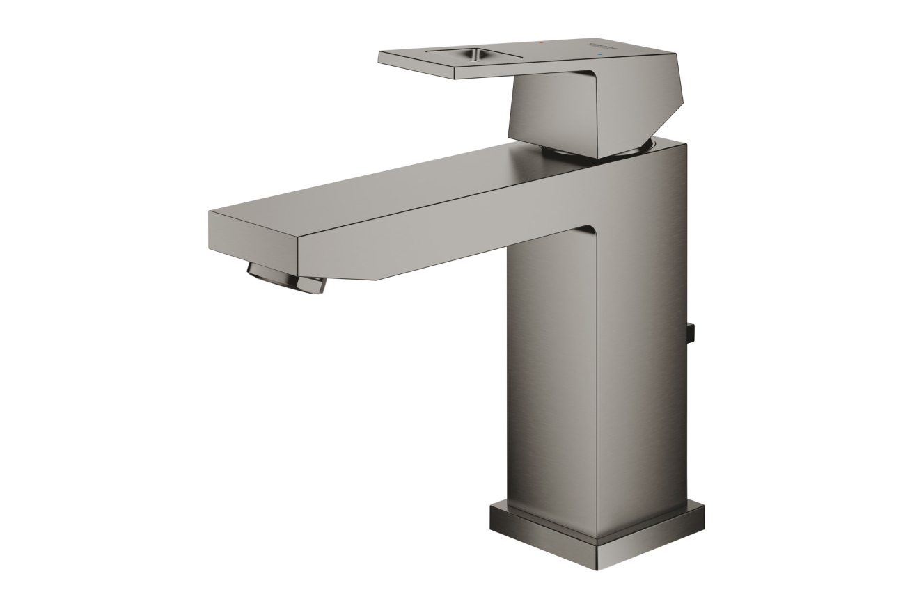 Смеситель для раковины GROHE Eurocube с донным клапаном, темный графит матовый (23445AL0)