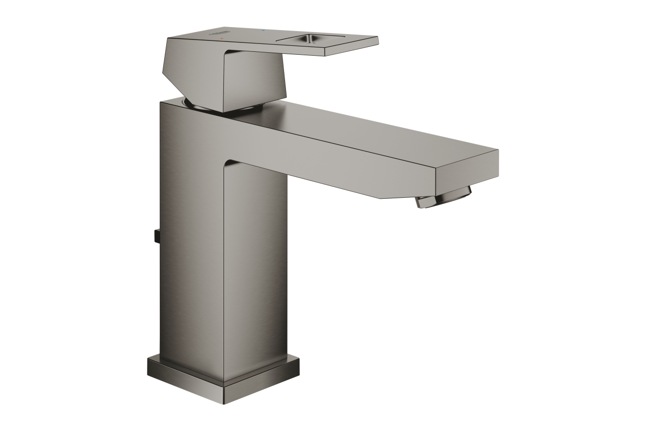 Смеситель для раковины GROHE Eurocube с донным клапаном, темный графит матовый (23445AL0)