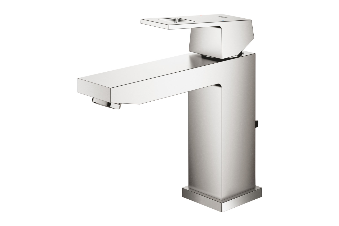Смеситель для раковины GROHE Eurocube с донным клапаном, суперсталь (23445DC0)
