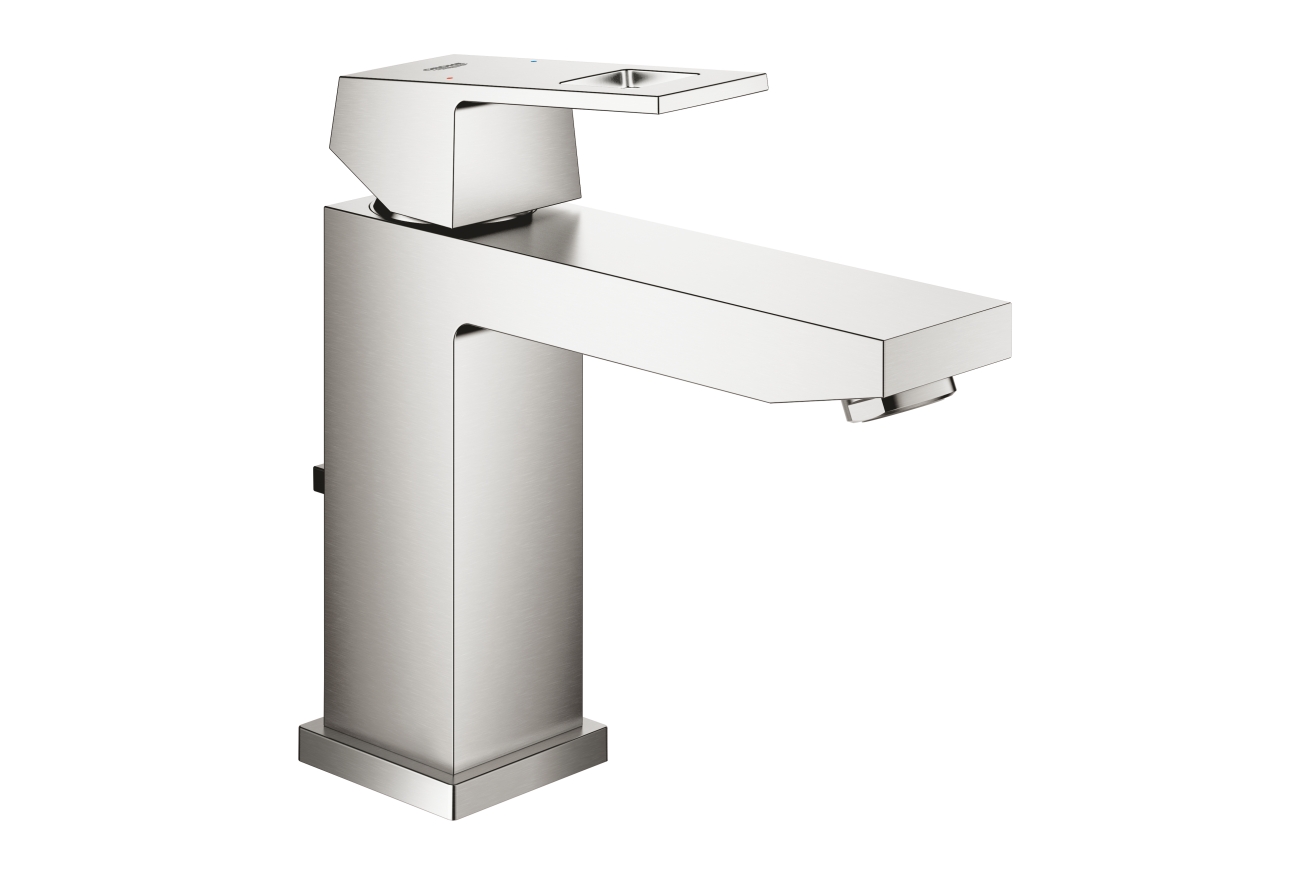 Смеситель для раковины GROHE Eurocube с донным клапаном, суперсталь (23445DC0)