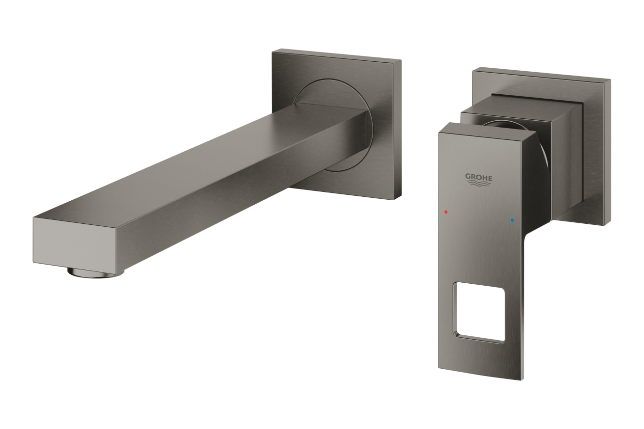 Внешняя часть смесителя для раковины GROHE Eurocube на 2 отверстия, M-Size, темный графит матовый (23447AL0)