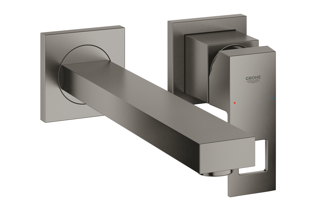 Внешняя часть смесителя для раковины GROHE Eurocube на 2 отверстия, M-Size, темный графит матовый (23447AL0)